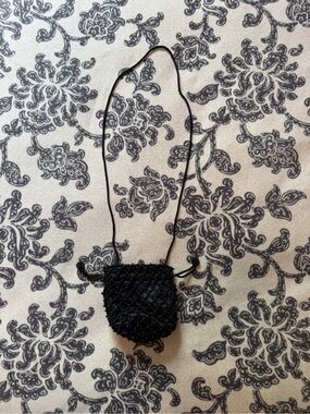 Black Beaded Crossbody Pouch